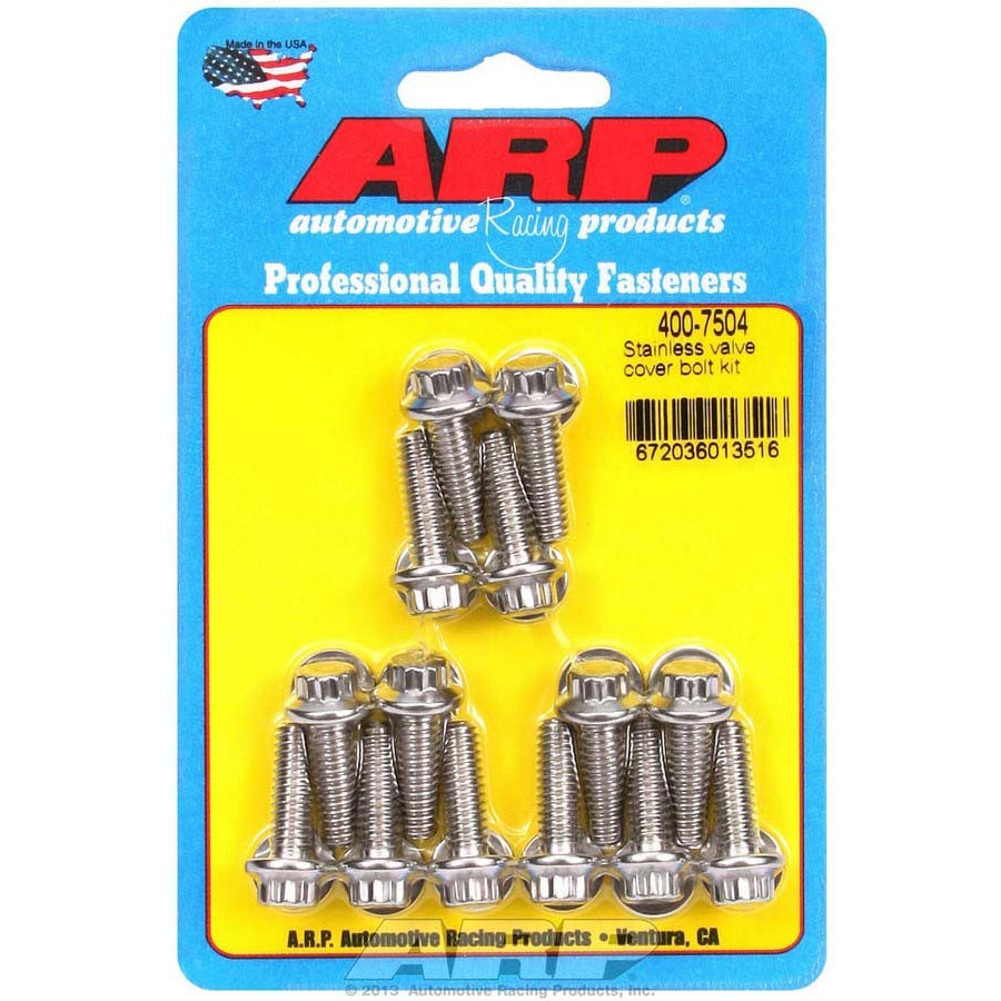 ARP Stainless Steel Valve Cover Bolt Kit - Stainless 12-Point - Cast Aluminum Covers - 1/4"-20 Thread - Set of 14