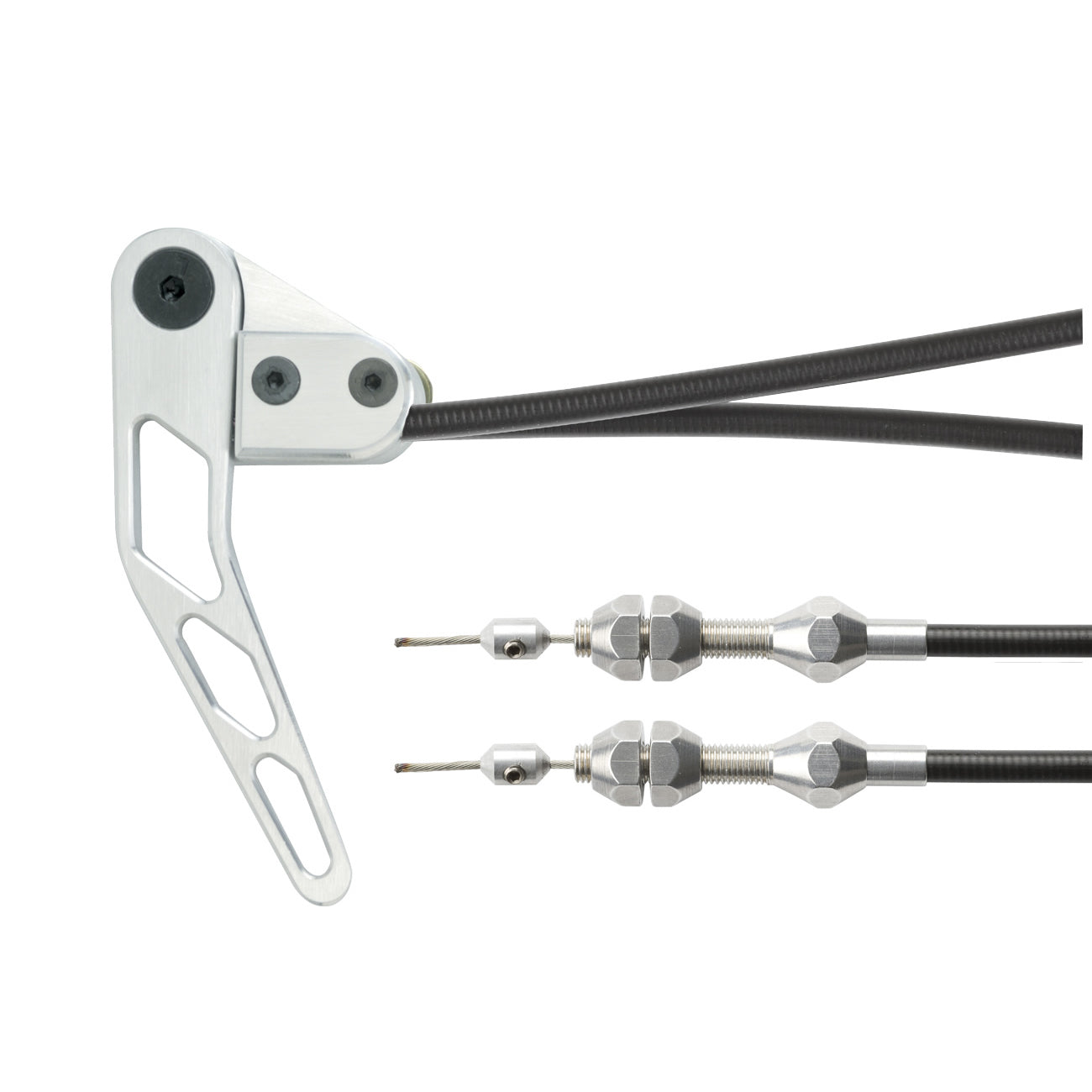 Lokar Hood Release - Cut to Fit Cable - Black Polyurethane Housing - Aluminum - Brushed
