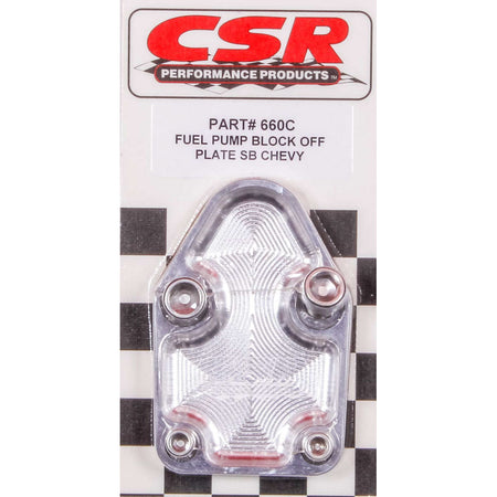 CSR Performance SB Chevy Fuel Pump Block-Off Plate - Clear