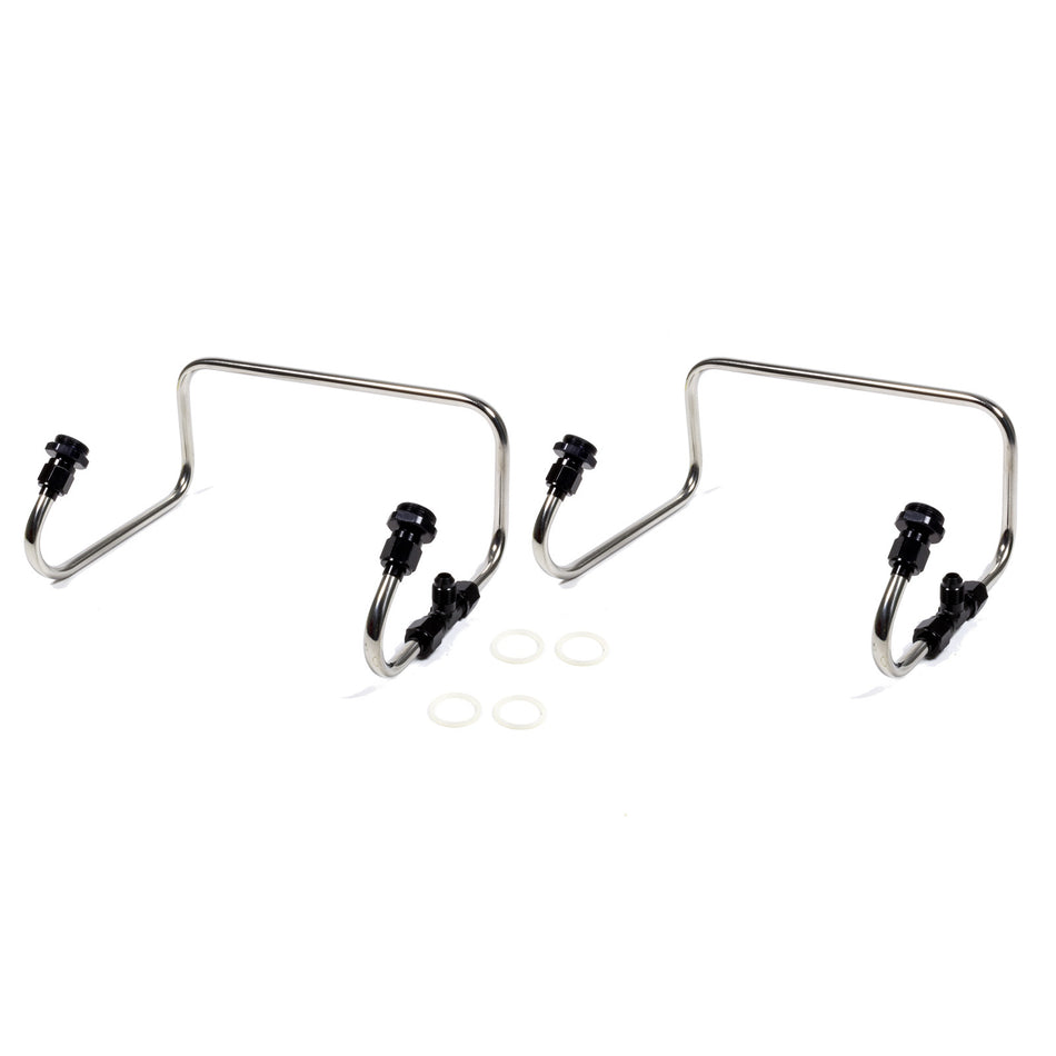The Blower Shop Carburetor Fuel Line - 6 AN Male Inlet - 6 AN Dual Outlets - Black Anodized - Holley 4150
