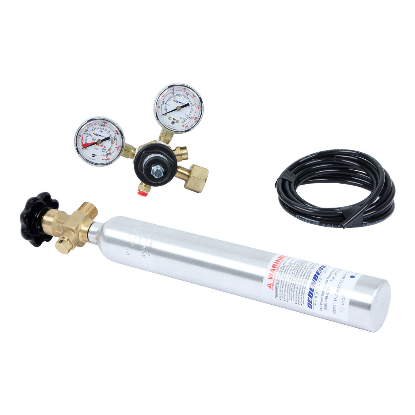Dedenbear 10 oz CO2 Bottle and Regulator Bottle/Valve/Regulator/Line Aluminum Natural - Kit