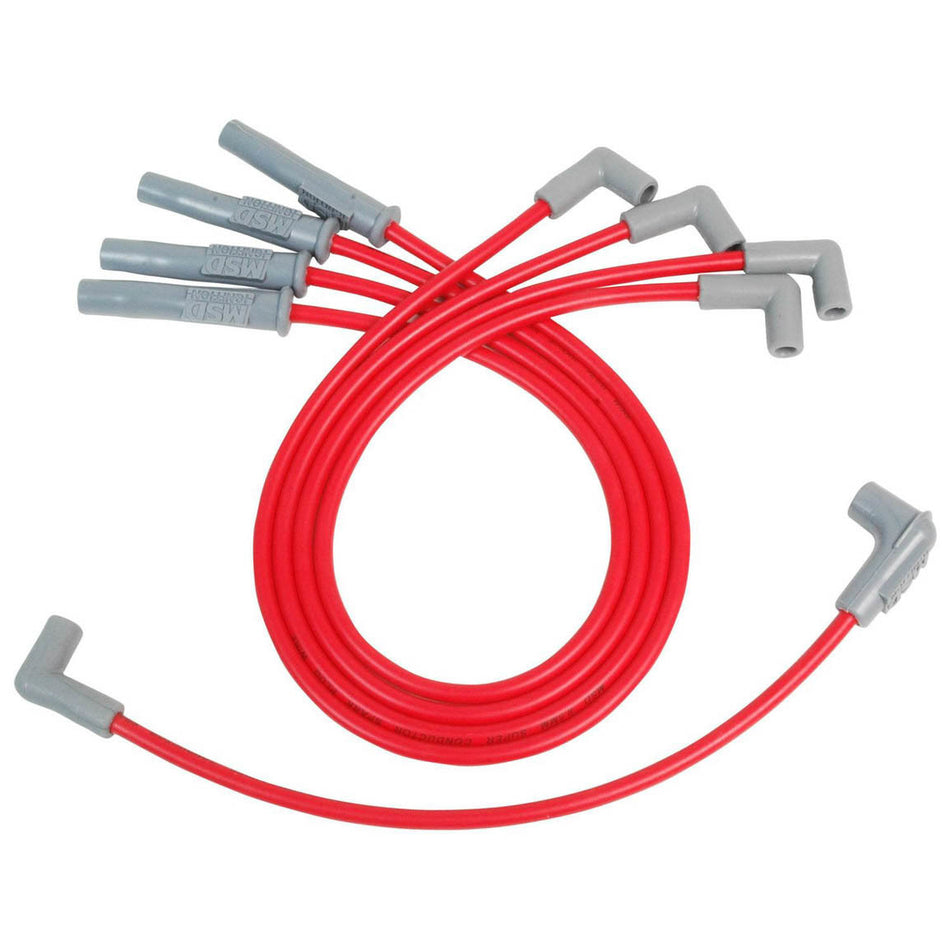 MSD Super Conductor Spark Plug Wire Set - Red - Ford 2300 4 Cyl.