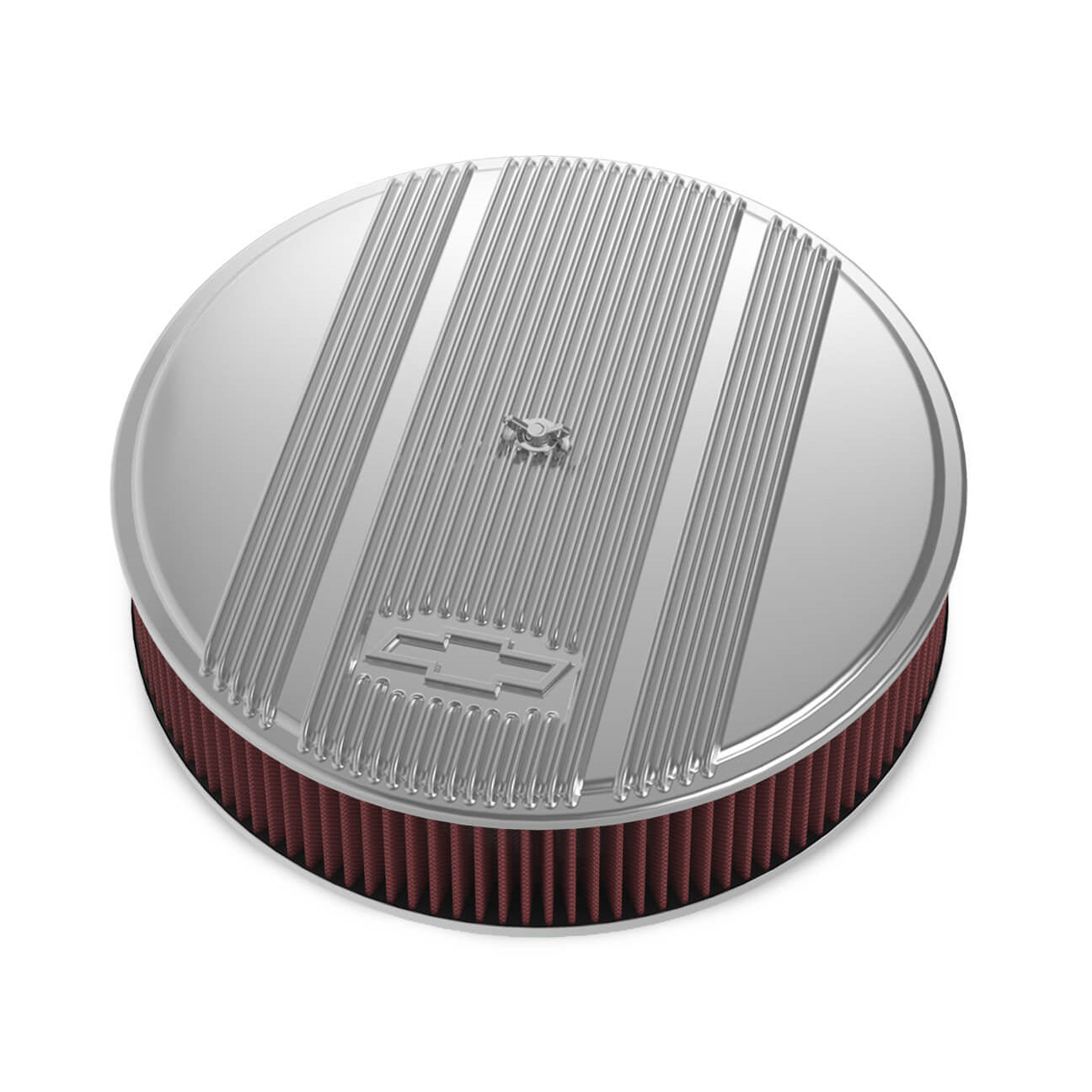 Holley 14" x 3" Air Cleaner Kit Holley GM Finned "Bowtie" Polished Finish w/Premium Filter