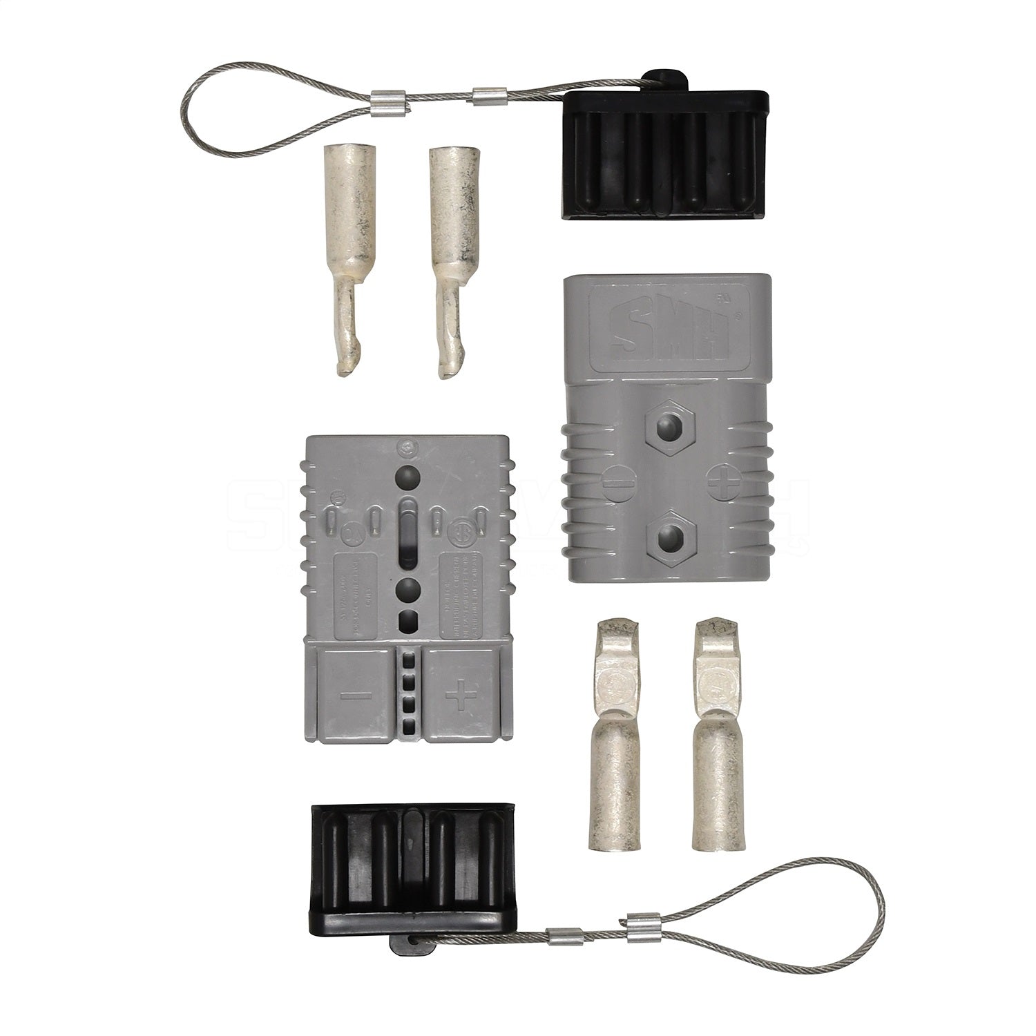 Superwinch Battery Cable Connector - Quick Connect Plug - 2-4 Gauge - End Covers - 12V - Gray