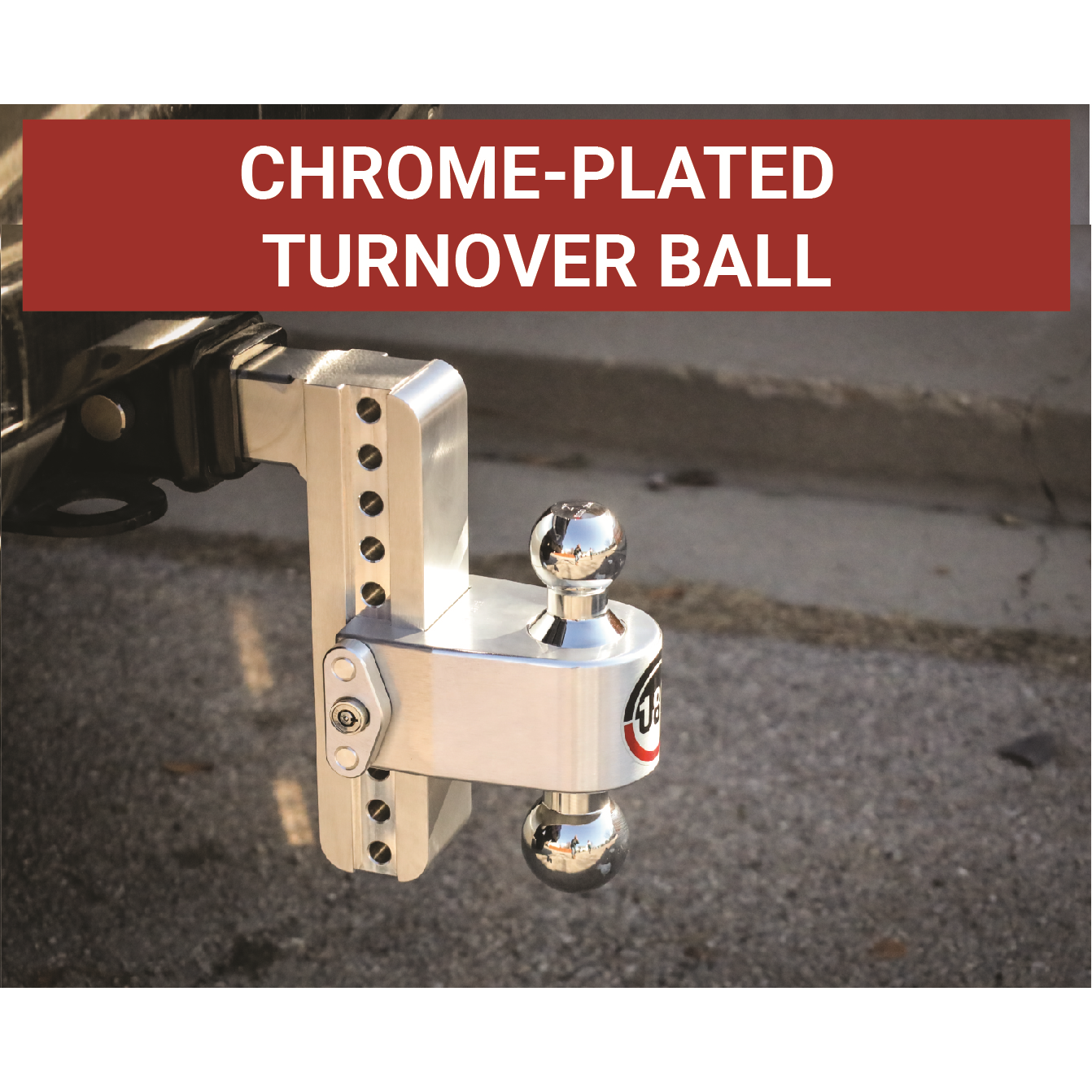 Weigh Safe Ball Mount Hitch - 2/2-5/16" Hitch - 8" Drop - 8000/18500 lb Capacity - Keyed Alike - Aluminum/Steel/Chrome