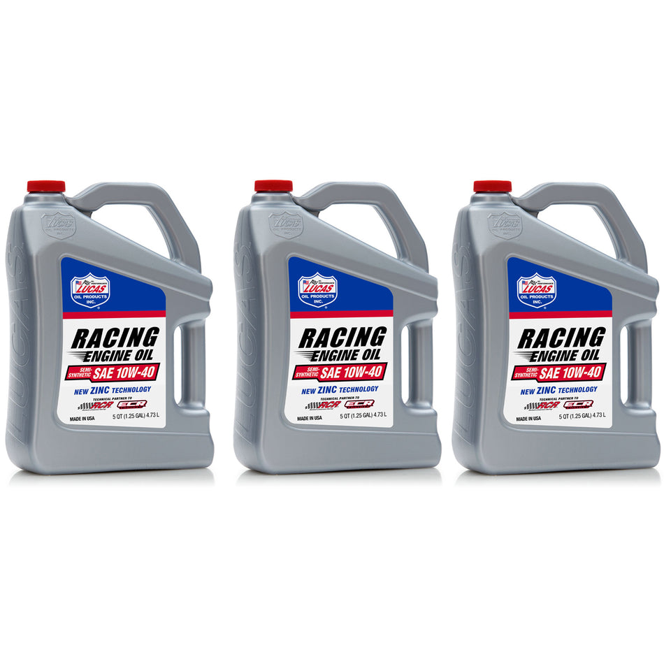 Lucas 10w40 Semi Synthetic Racing Oil 3 x 5 Quart