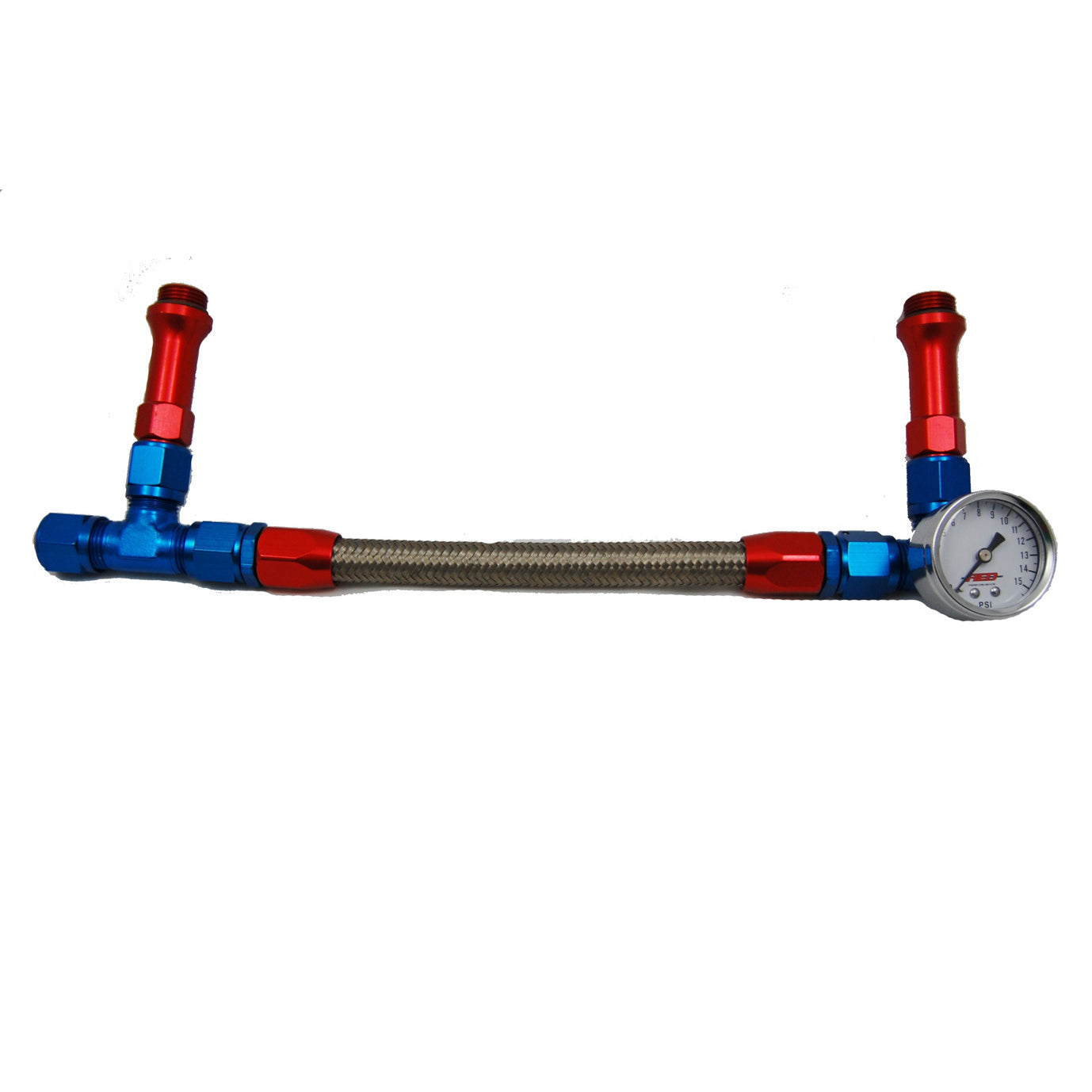 AED Holley -6 AN Braided Fuel Line Kit w/ Pressure Gauge