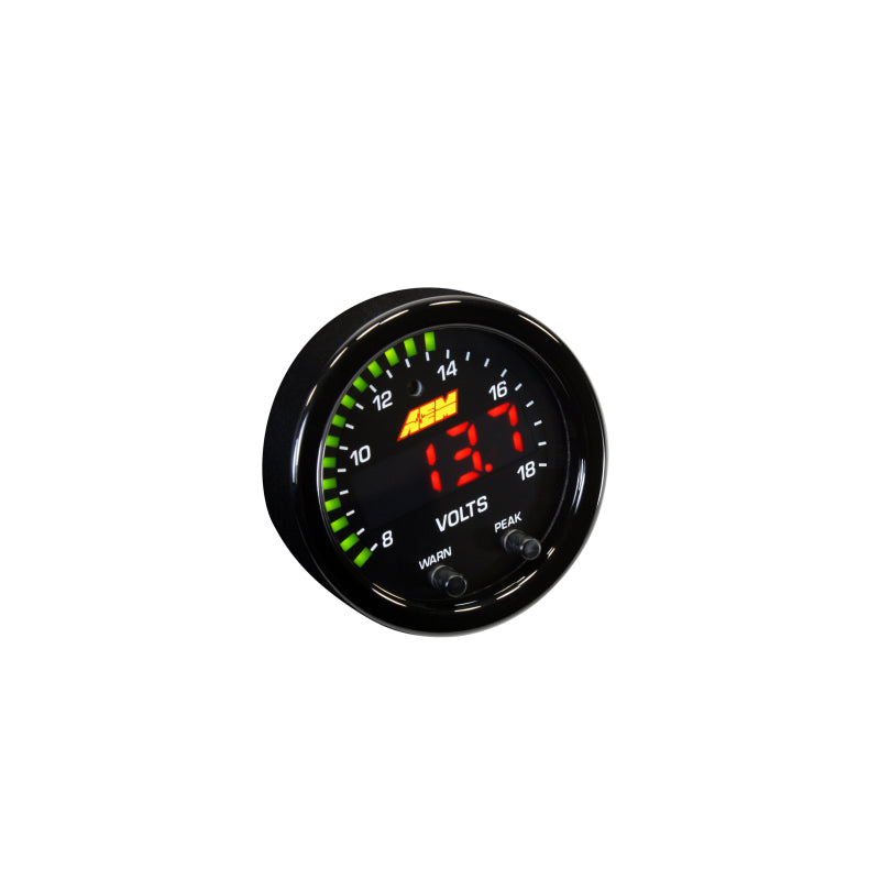 AEM X-Series Voltmeter 8-18V Electric Digital - 2-1/16" Diameter