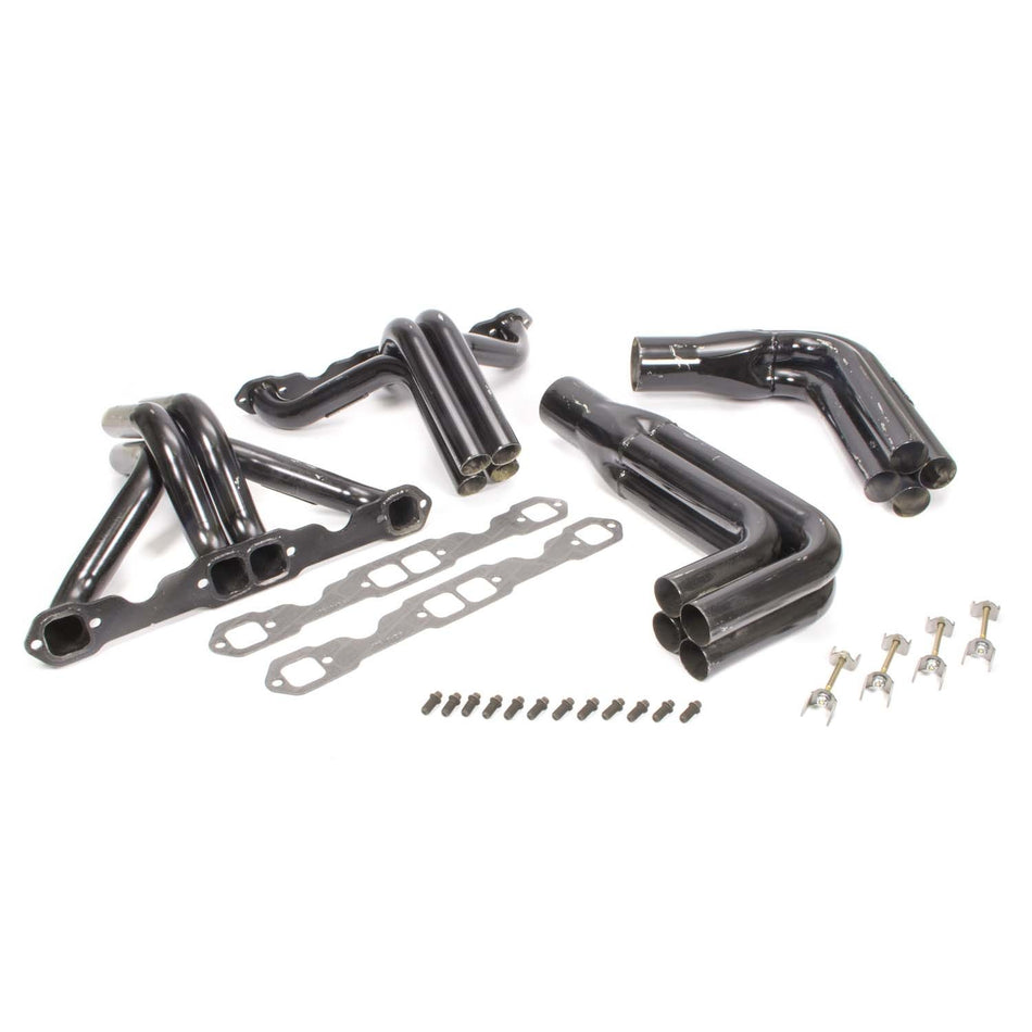 Schoenfeld Adjustable Collector IMCA Headers - 1-3/4" to 1-7/8" Diameter - Style 9H Left Collector, Style 8 Right Collector - Standard SB Chevy