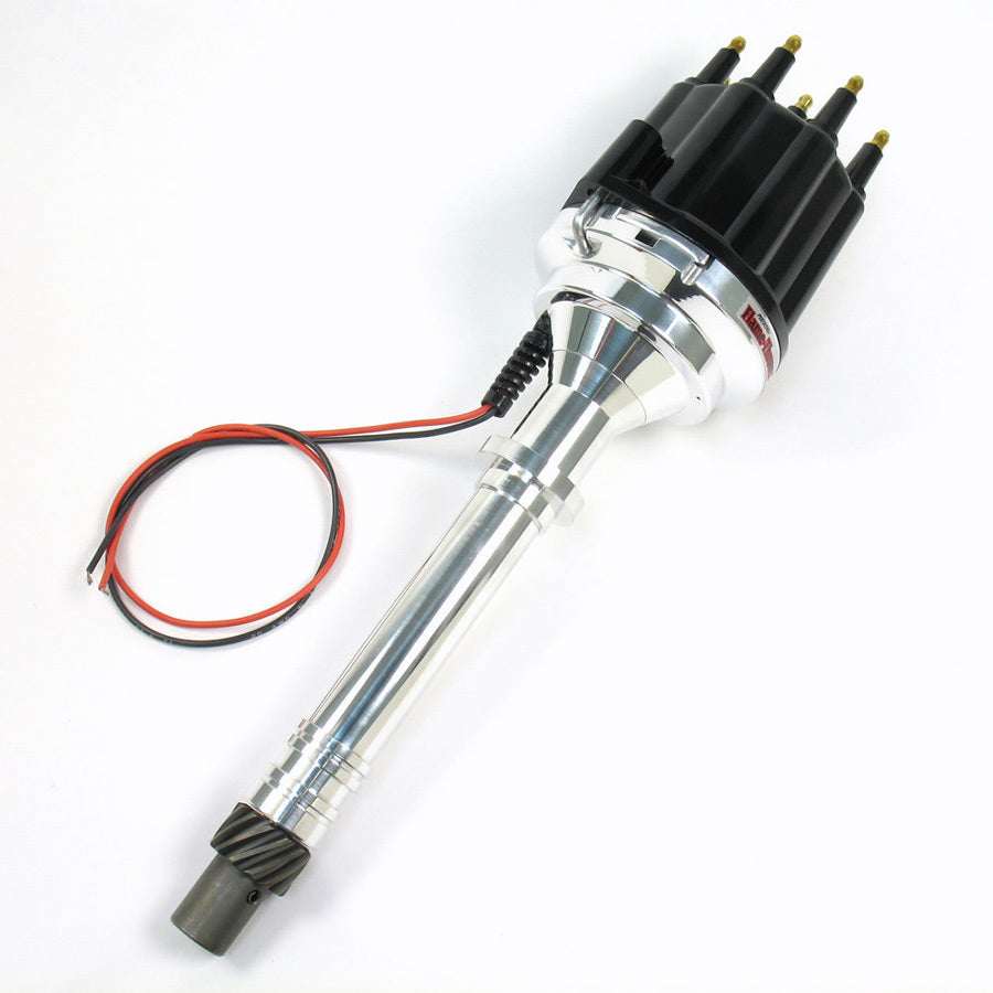 PerTronix Flame-Thrower Plug N Play Billet Distributor - Magnetic Pickup - Mechanical Advance - HEI Style Terminal - Black - Chevy V8