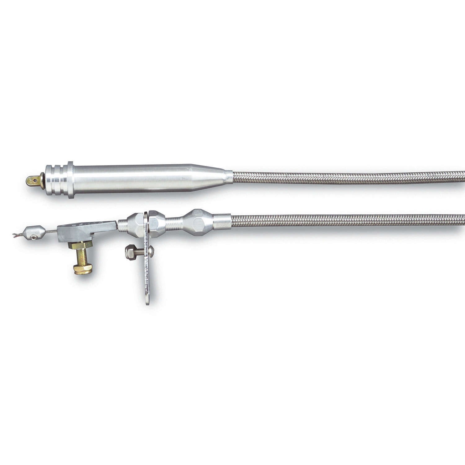Lokar Hi-Tech Kickdown Cable - Adjustable Length - Braided Stainless Housing - Aluminum Fittings - Natural - 200-4R