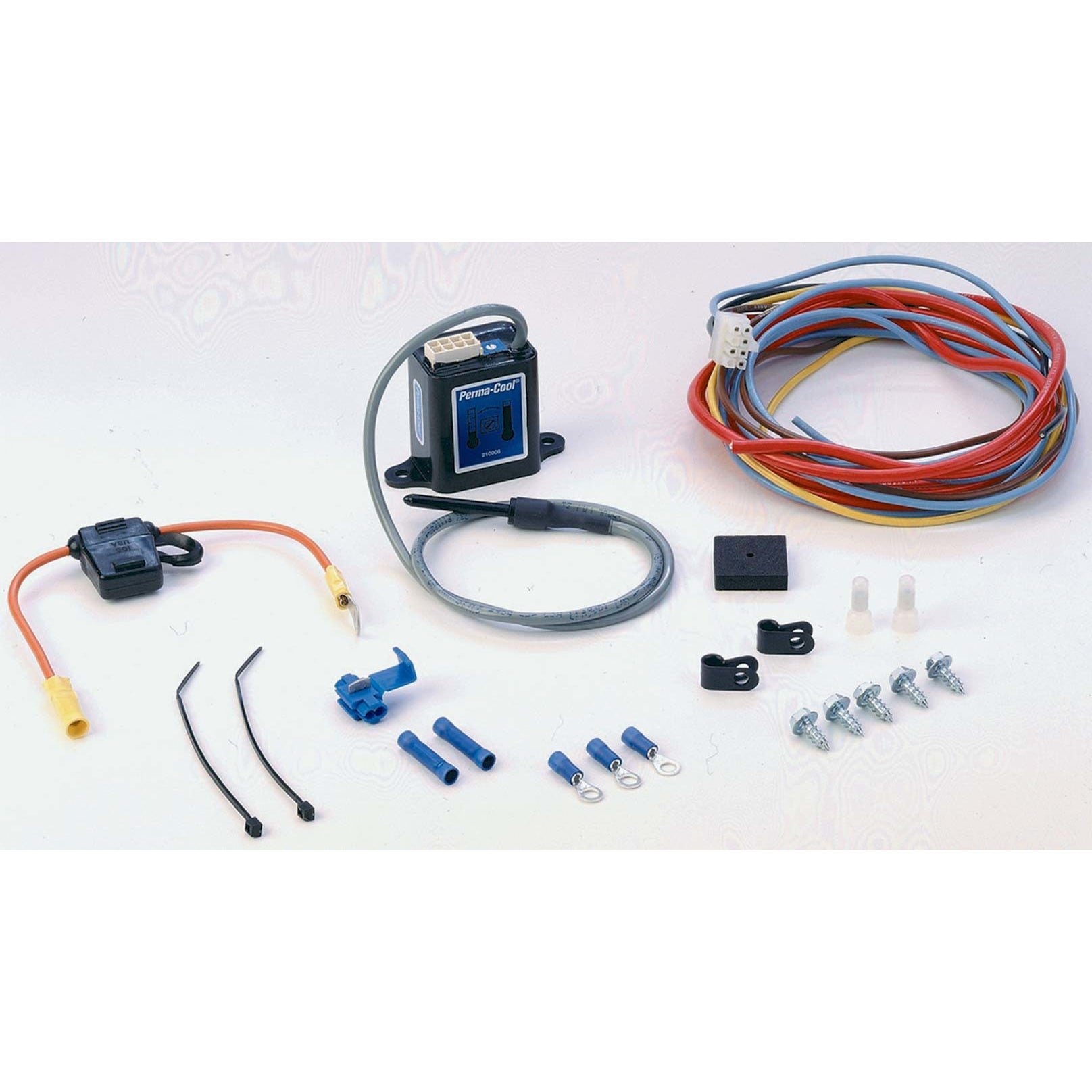 Perma-Cool Adjustable Fan Controller 170-210 Degree F Activation Range Push-In Temperature Probe Harness - 21 amp Relay