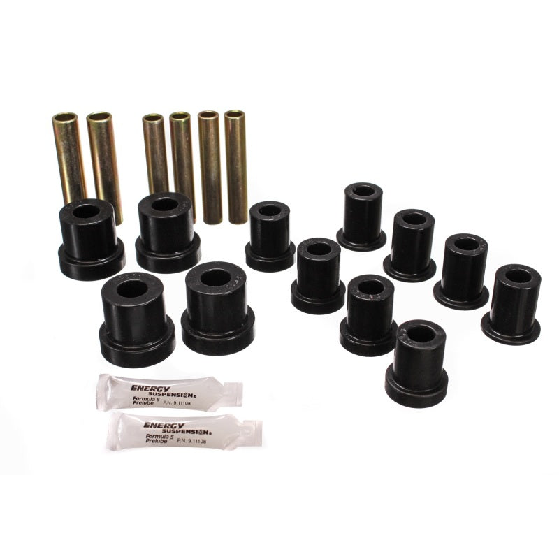 Energy Suspension Hyper-Flex Front Leaf Spring Bushing Kit - Black / Cadmium - GM Fullsize SUV / Truck 1970-87
