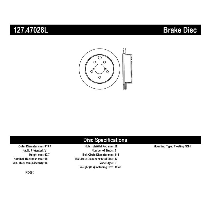 StopTech Sport Brake Rotor - Rear