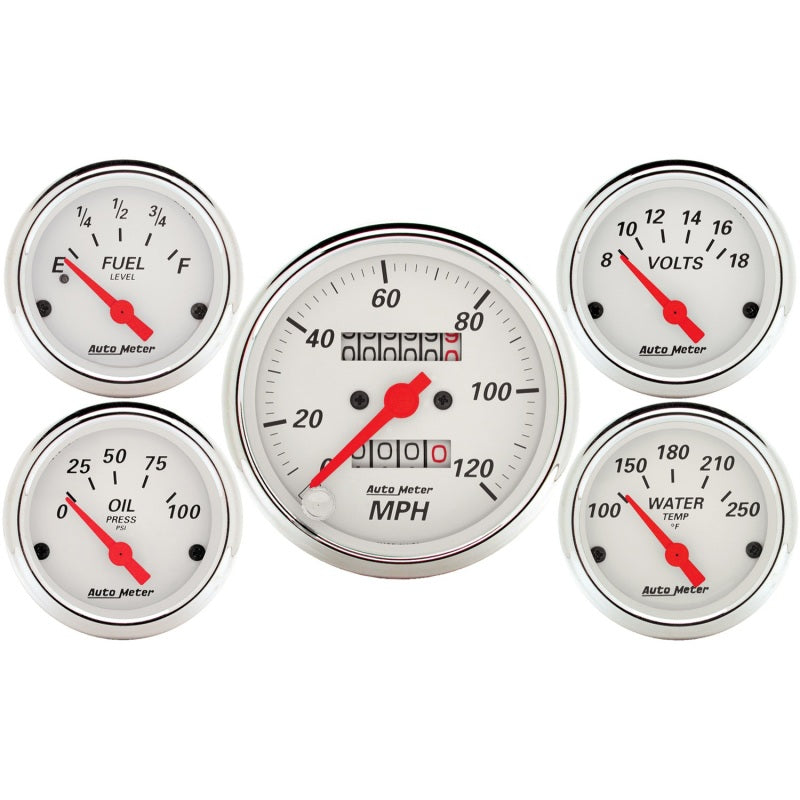 Auto Meter Arctic White Street Rod Kit - Includes 3-1/8 in. 120 MPH Mechanical Speedometer