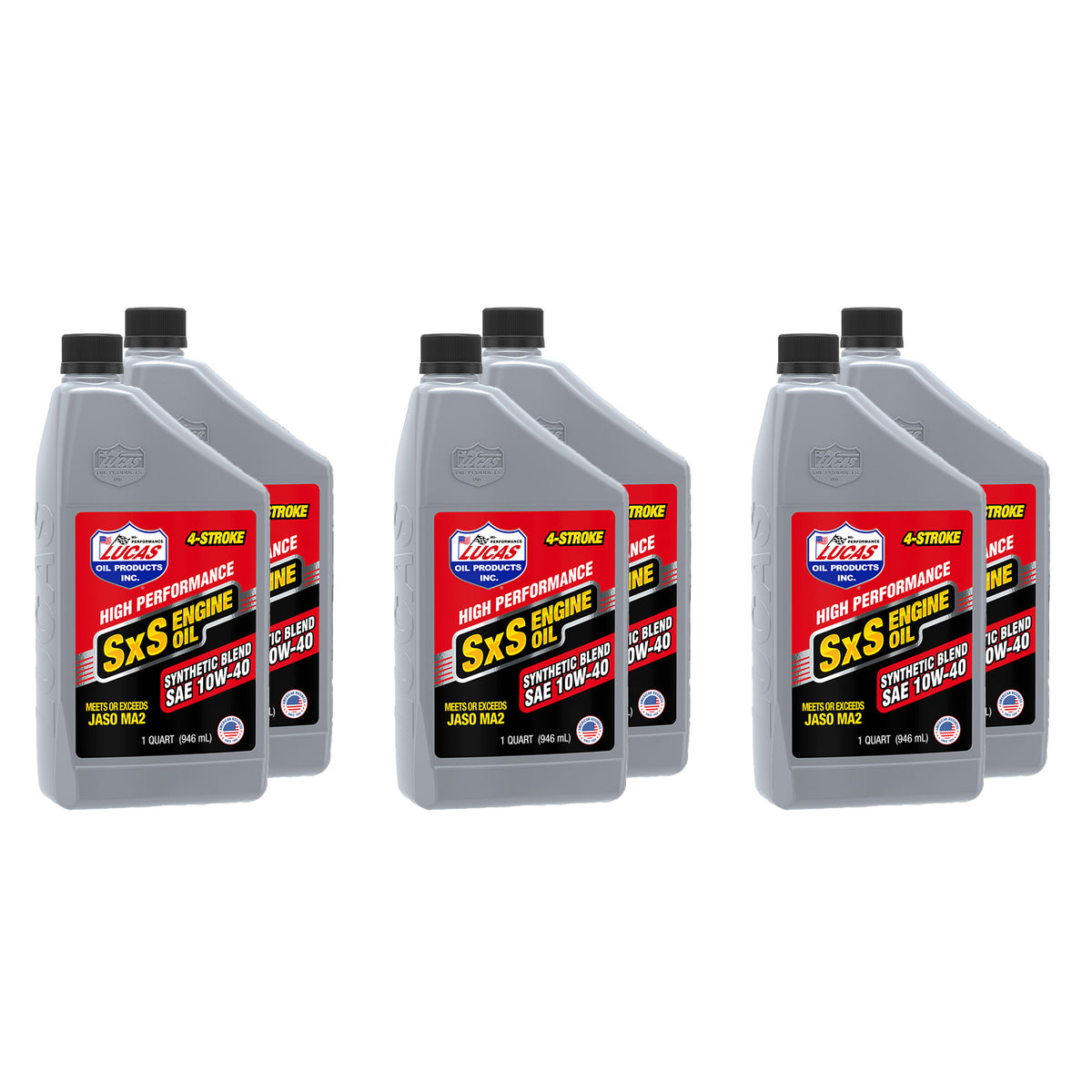 Lucas SxS Motor Oil - 10W40 - Semi-Synthetic - 1 qt Bottle - (Set of 6)