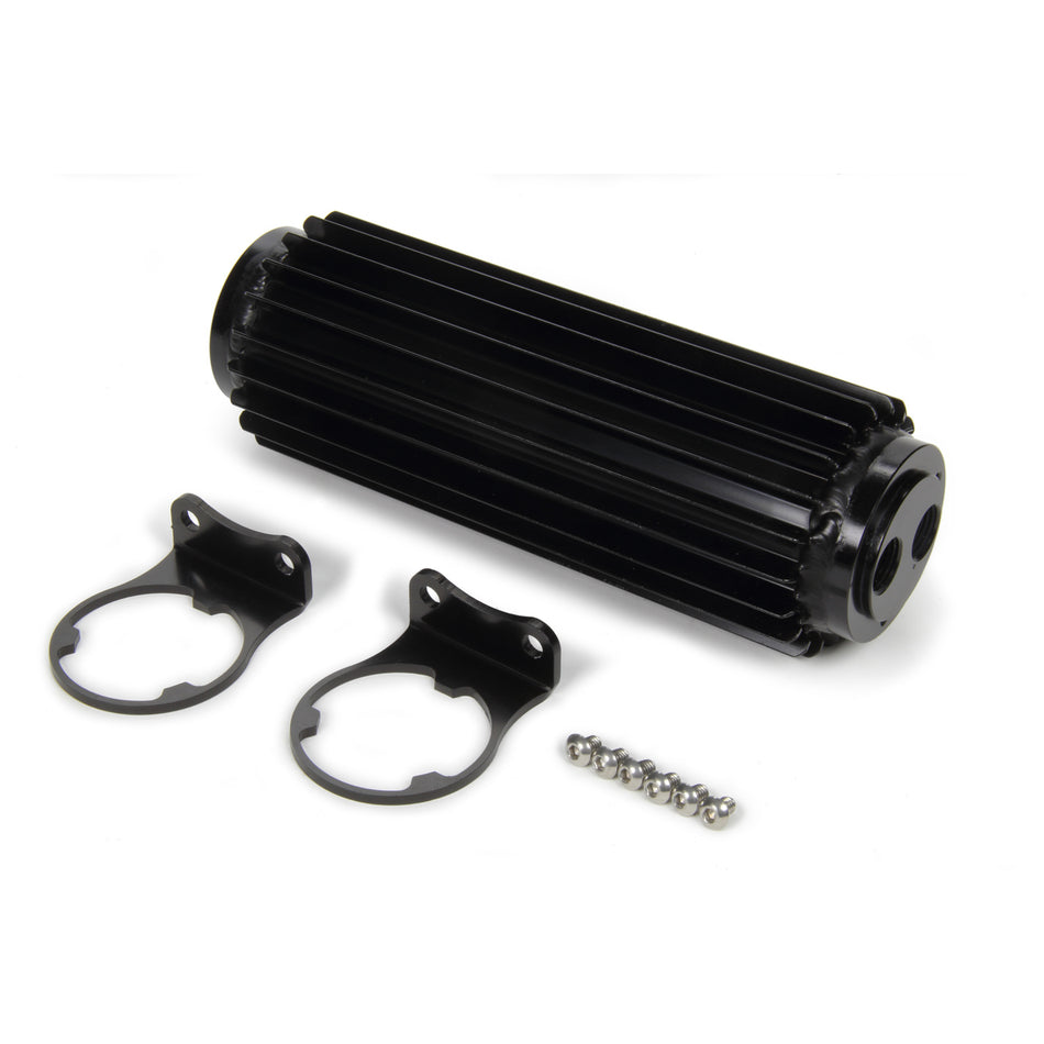 Derale Dual Pass Fluid Cooler - 12.20 x 3.25 x 3 in - Tube Type - 3/8 in NPT Female Inlet / Outlet - Black Anodized