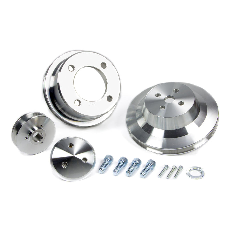 March Performance Performance Ratio 1 Groove V-Belt Pulley Kit - Clear Powder Coat - Small Block Ford