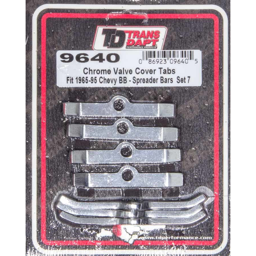 Trans-Dapt Valve Cover Hold Down Tabs - Chrome - Big Block Chevy - Set of 7