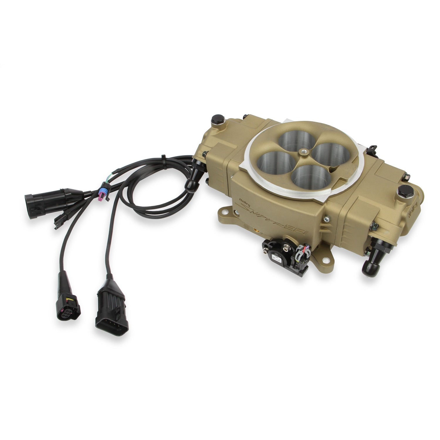 Holley Terminator X Stealth Fuel Injection System - Throttle Body - Square Bore - Fitting/Clamp/Hose - Aluminum - Gold