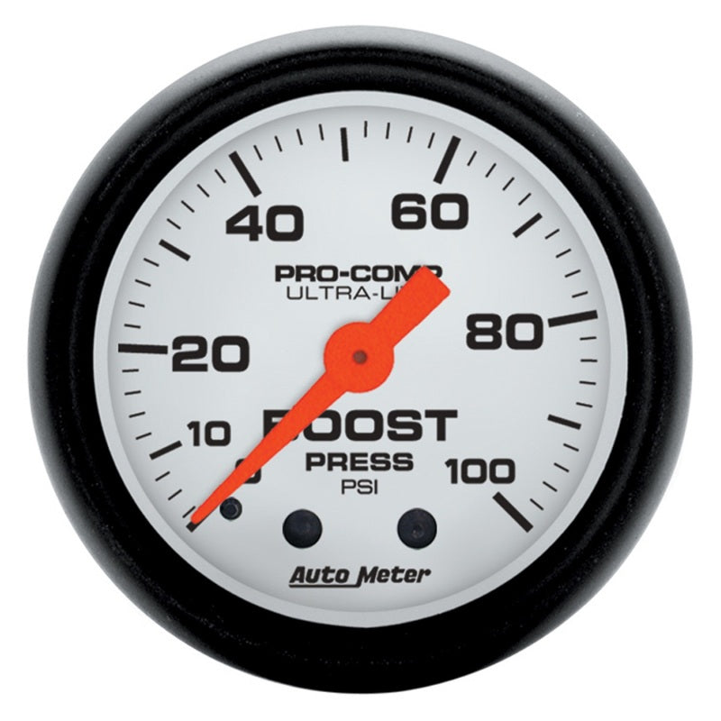 Auto Meter Phantom 0-100 psi Boost Gauge - Mechanical - Analog - 2-1/16 in Diameter - White Face