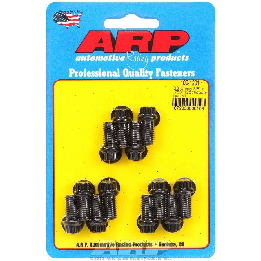 ARP Header Bolt Kit - Black Oxide - SB Chevy - 3/8" Diameter, .750" Length - 12 Pt. Head - (12 Pack)