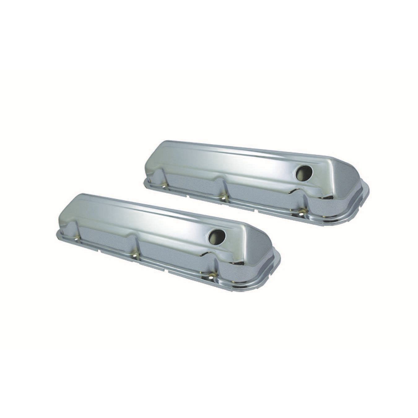 Specialty Products Stock Height Valve Covers Baffled Breather Holes Steel - Chrome - Big Block Ford - Pair
