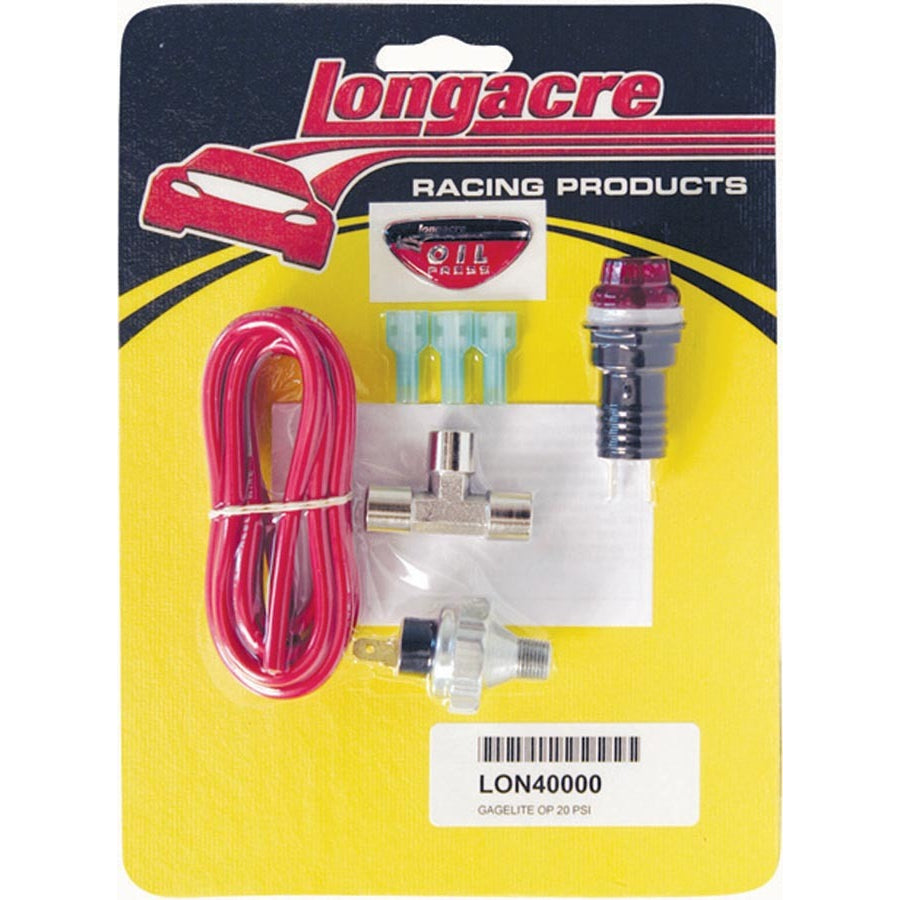 Longacre Gagelites Warning Light Kit - 20 PSI Oil Pressure 1/8" NPT