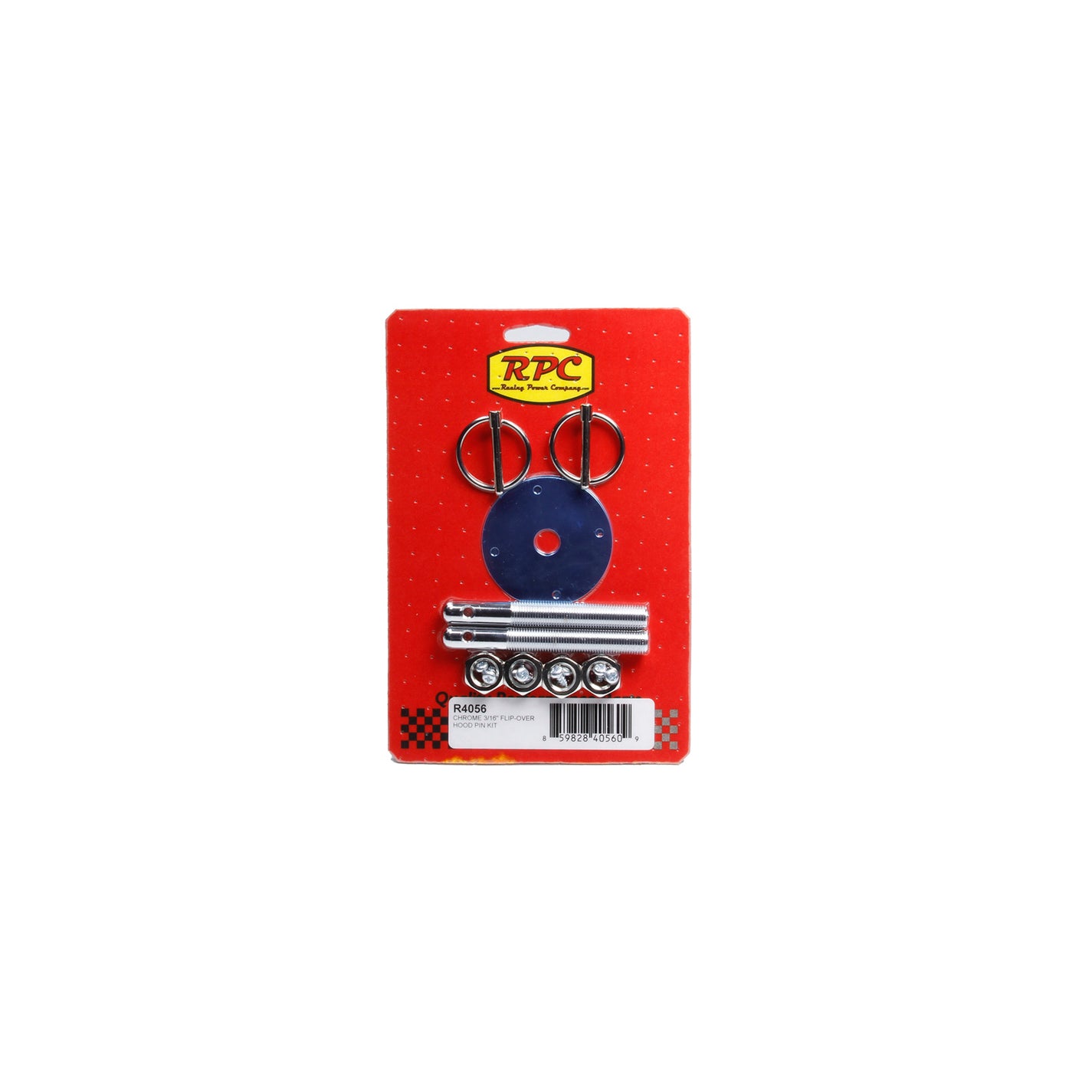 Racing Power Chrome 3/16" Flip-Over Hood Pin Kit - Steel