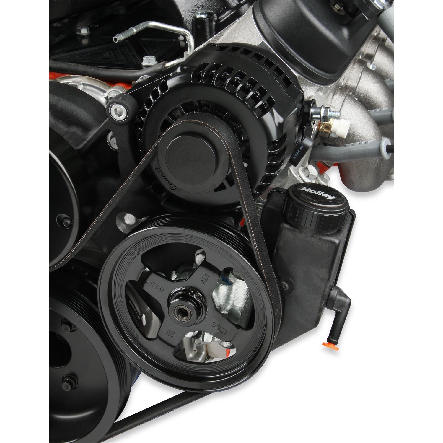 Holley 6 Rib Serpentine Pulley Kit - Cast Aluminum - Black - GM LS-Series
