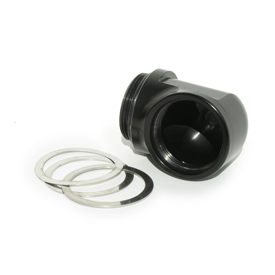 Meziere Adapter Fitting - 90 Degree - 20 AN ORB to 20 AN Female - Aluminum - Black