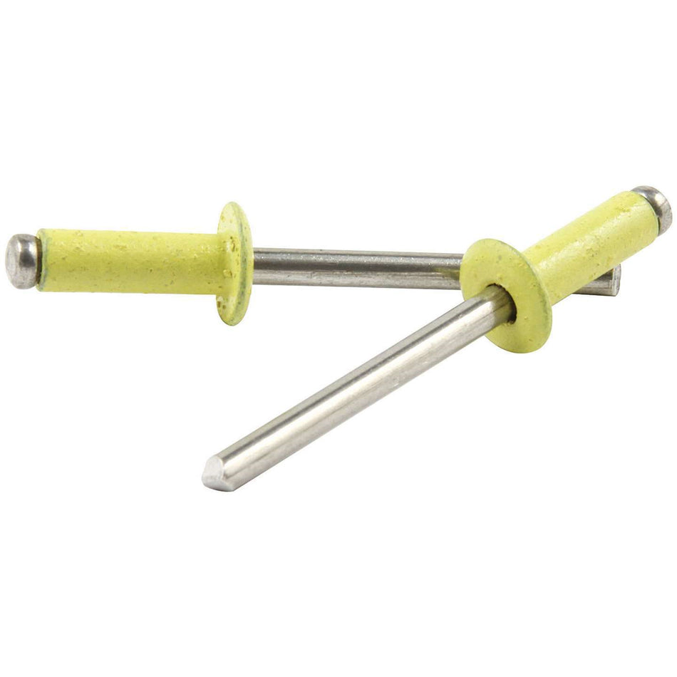 Allstar Performance 3/16" Small Head Aluminum Rivets - Yellow - 1/4" to 3/8" Grip Range - (250 Pack)