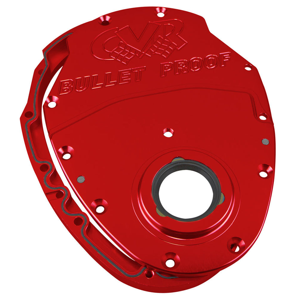 CVR Performance High Performance Billet Aluminum Timing Cover - 2-Piece - Red Anodized - SB Chevy