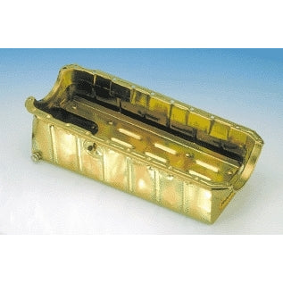 Milodon Drag Race Full Sump Oil Pan - 8 Quart - 7.75 in Deep - Dipstick Fitting - Cadmium - 2 Piece Seal - Big Block Chevy