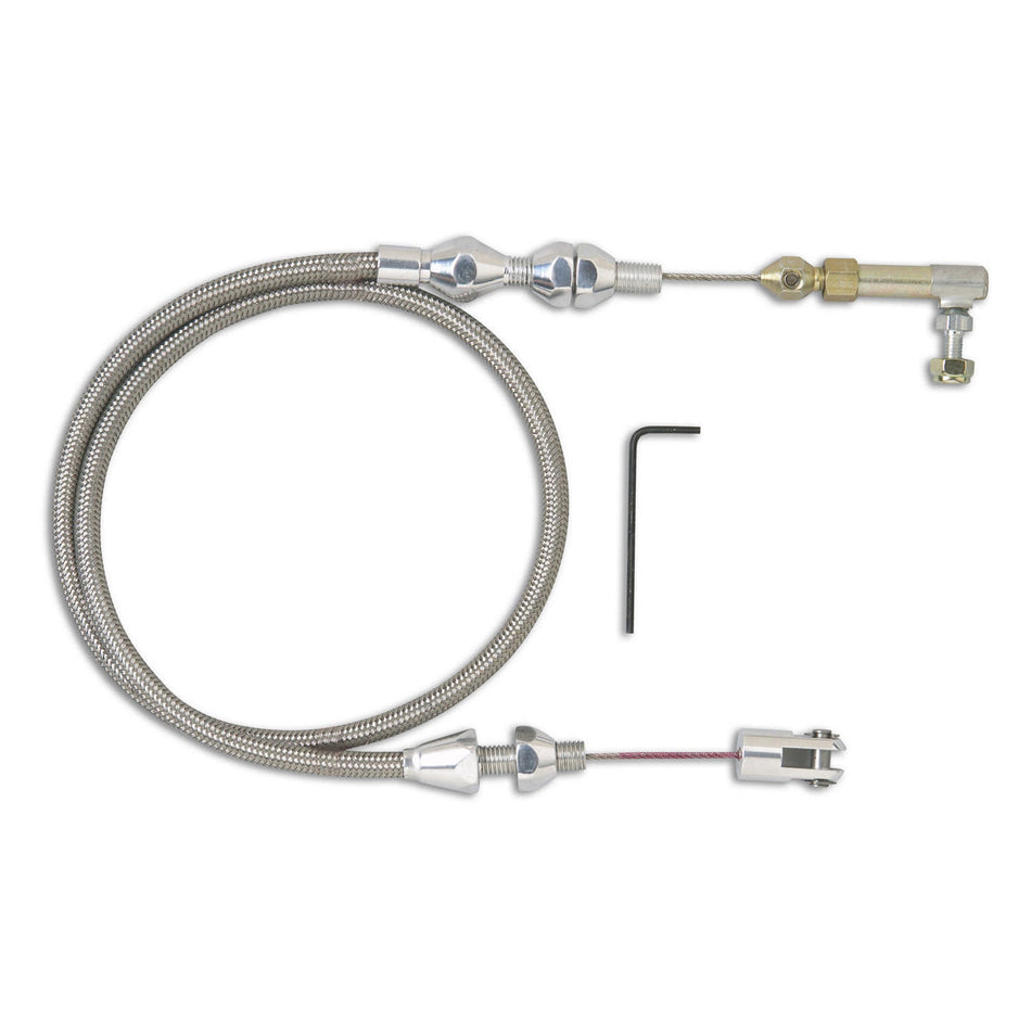 Lokar Hi-Tech Throttle Cable - 2 ft Long - Braided Stainless Housing - Polished - Universal TCP-1000HT