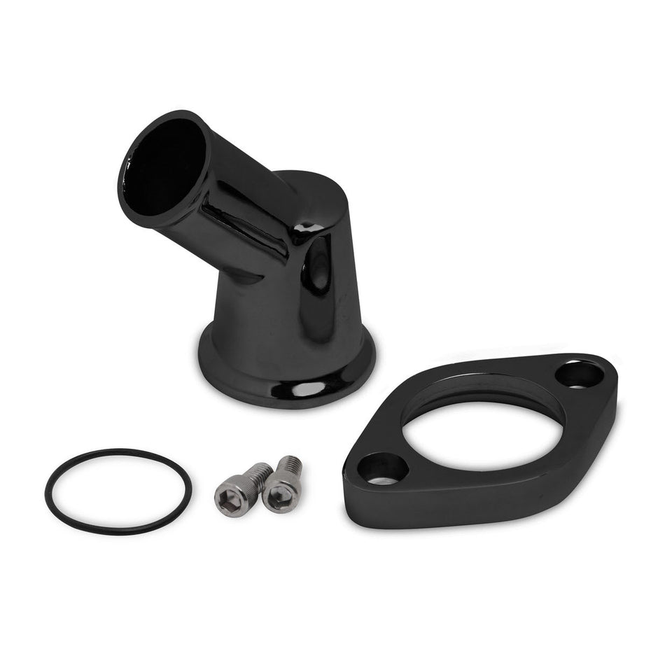 Weiand Aluminum Chevy V8 Water Outlet - 45° - Painted Black