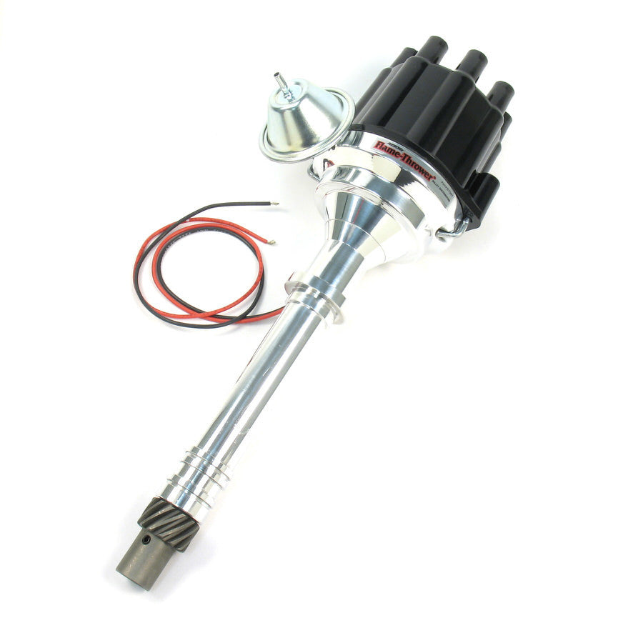 PerTronix Flame-Thower Billet Distributor - Vacuum Advance - Black Socket Cap - Chevy Big, SB