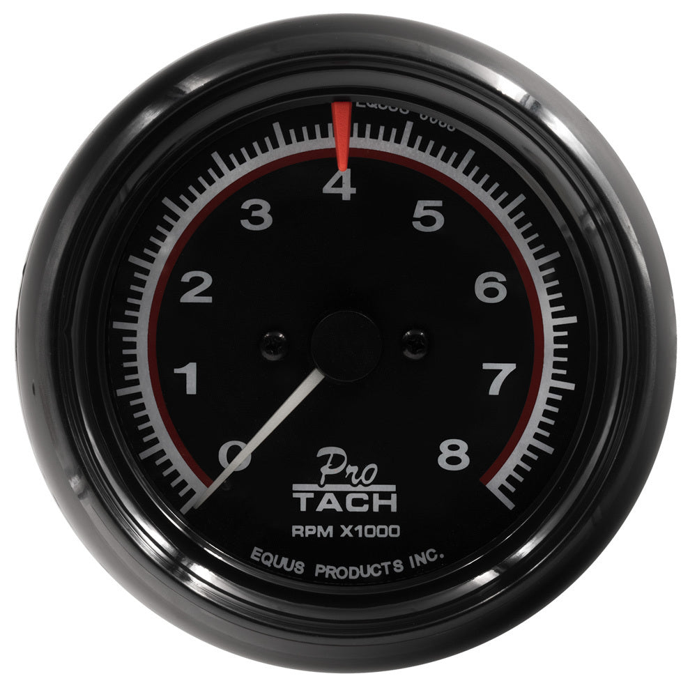 Equus 6000 Series 8000 RPM Tachometer - Electric - Analog - 3-3/8 in Diameter - Pedestal Mount - Black Face E6088