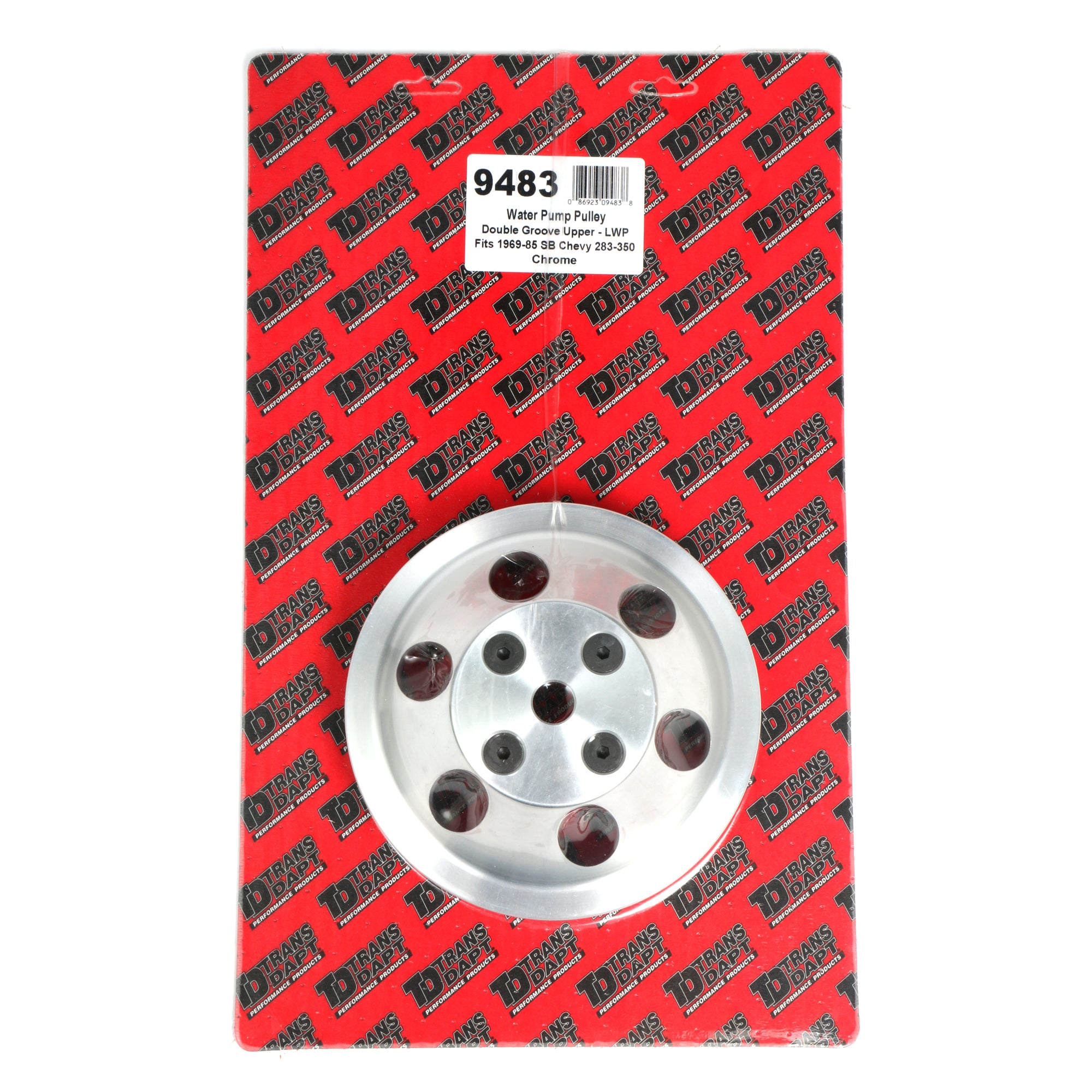 Trans-Dapt V-Belt 2 Groove Water Pump Pulley - 6.625 in Diameter - Machined Aluminum - Long Water Pump - Small Block Chevy
