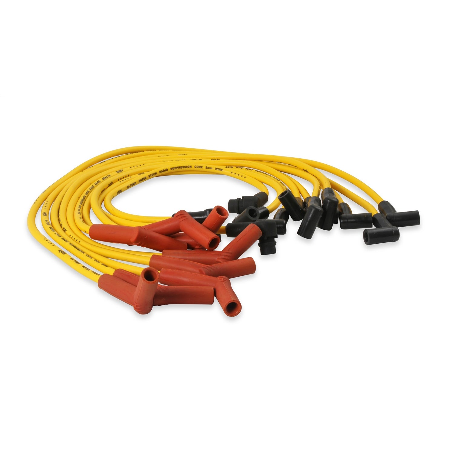 ACCEL Super Stock Spiral Core 8 mm Spark Plug Wire Set - Yellow - Factory Style Boots / Terminals - Ford V8