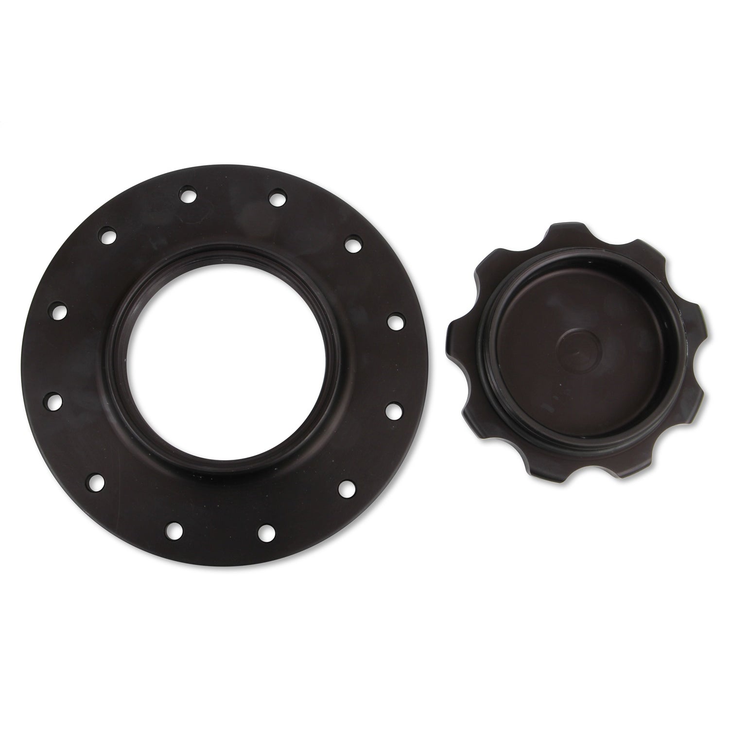 Holley Screw-In Raised Cell Mount Fuel Cell Filler Cap Assembly - 12-Bolt Flange - Black Anodized
