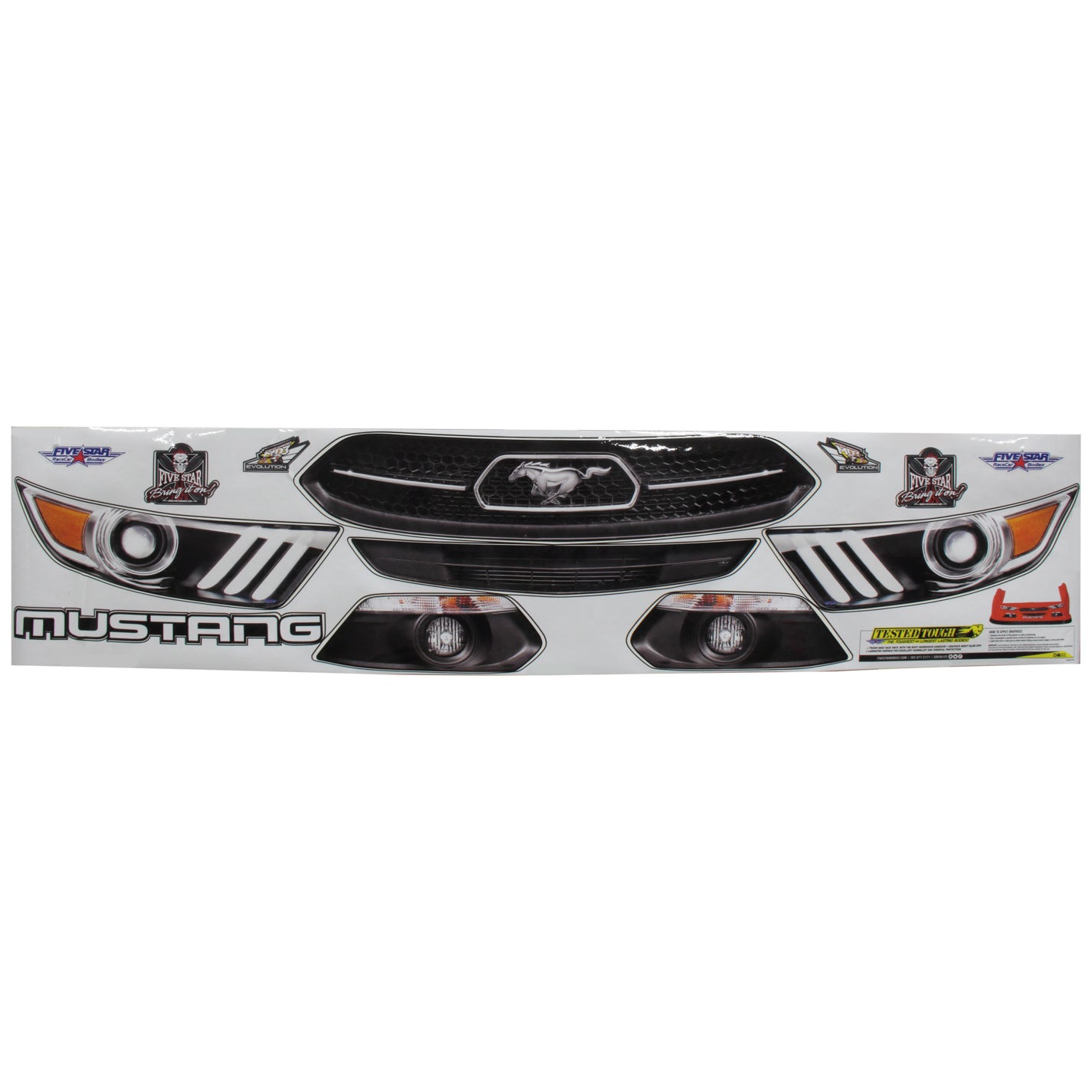 Five Star Race Car Bodies Nose Graphics MD3 Evolution Laminated Protective Coating Ford Mustang - Dirt Late Model
