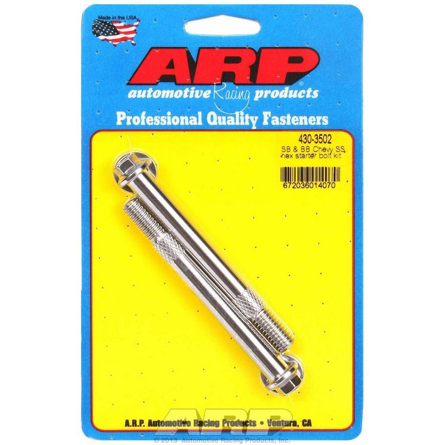 ARP Stainless Steel Starter Bolt Kit - Hex Head - Full Size Starter - SB Chevy, BB Chevy - Pair