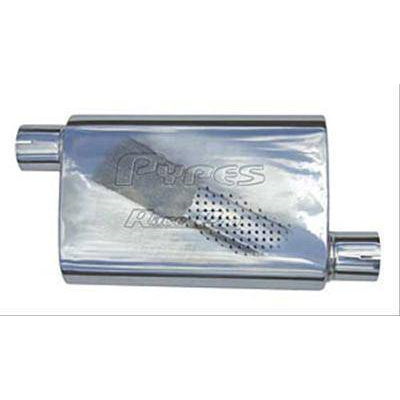 Pypes Race Pro Muffler - 3 in Offset Inlet - 3 in Offset Outlet - 9-1/2 x 4-1/2 in Oval Body - 14 in Long - Stainless