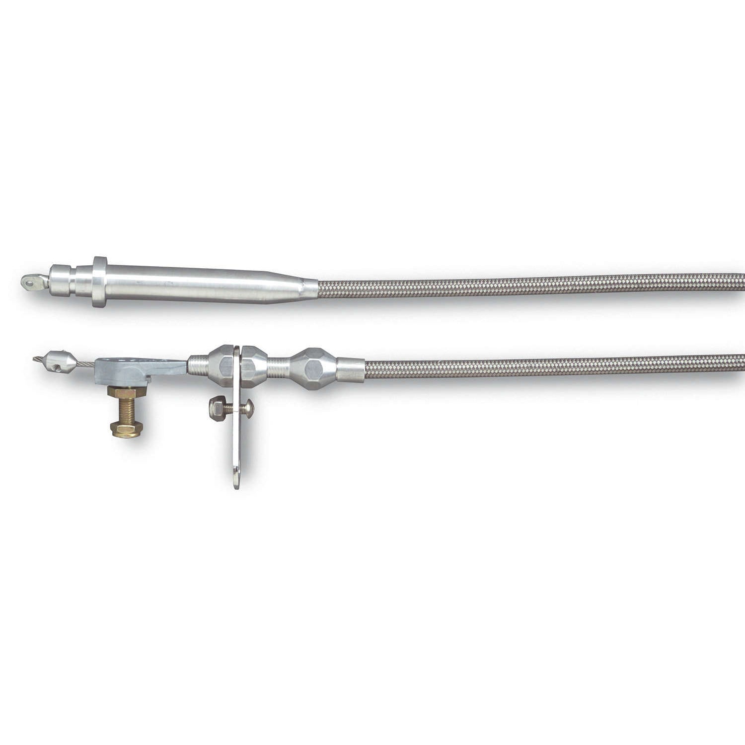 Lokar Hi-Tech Kickdown Cable - Adjustable Length - Braided Stainless Housing - Aluminum Fittings - Natural - TH350