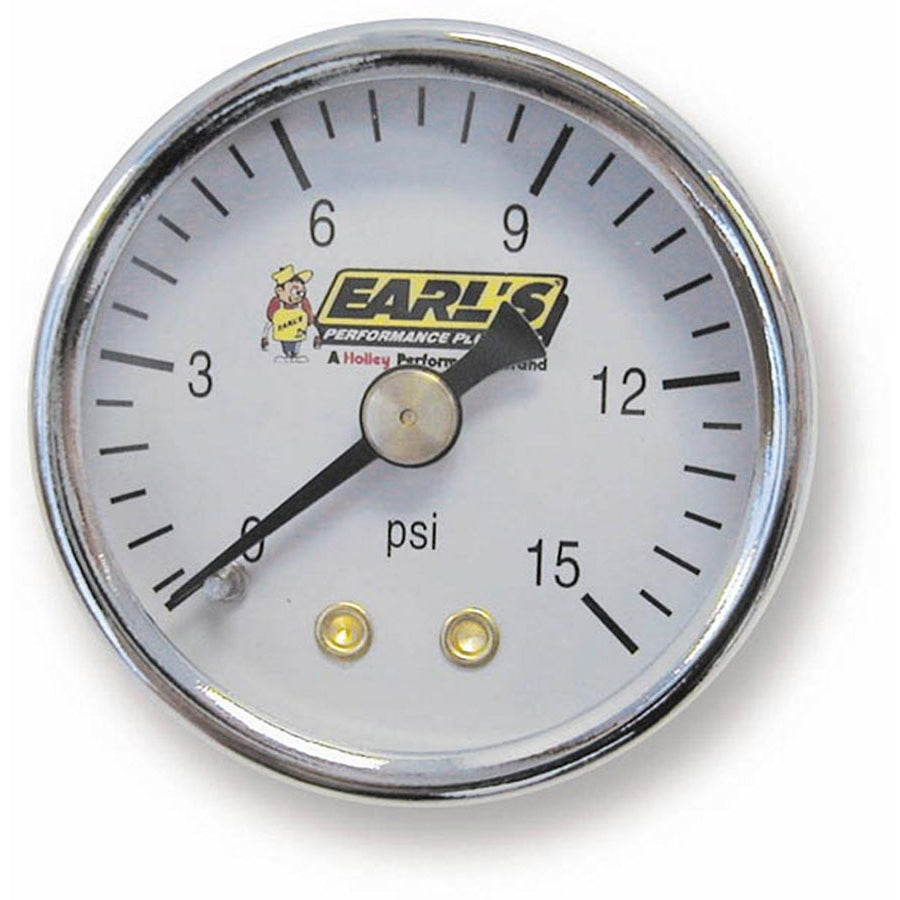 Earl's Fuel Pressure Gauge - 0-15 PSI - 1/8" NPT Male Thread