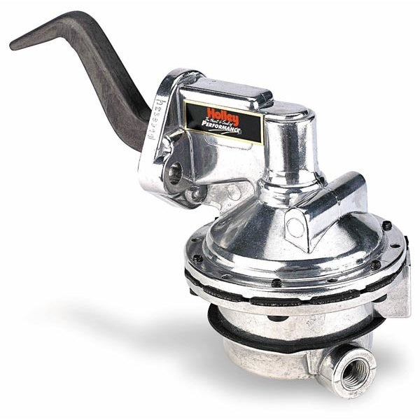 Holley Mechanical Fuel Pump - 110 gph - 6.5-8 psi - 1/4 in NPT Female Inlet / Outlet - Polished - Gas - Pontiac V8