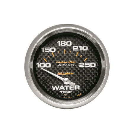 Auto Meter Carbon Fiber Electric Water Temperature Gauge - 2-5/8" - 100-250 F