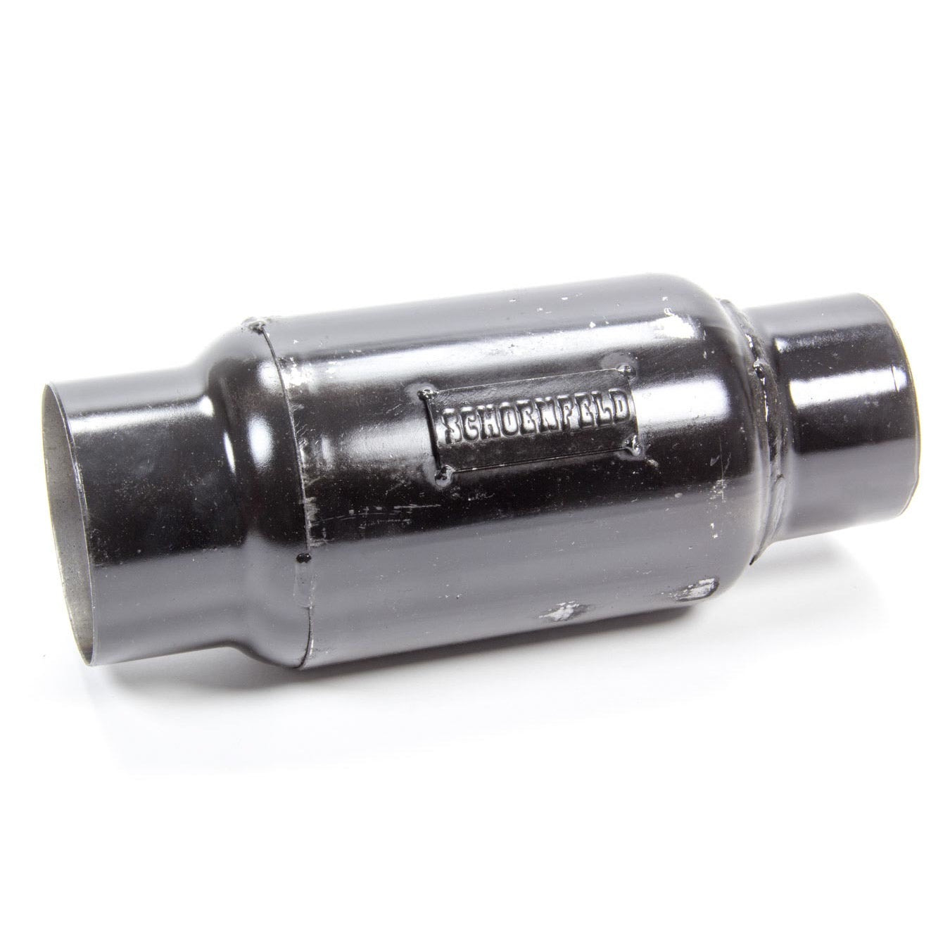 Schoenfeld Headers 3" Center Inlet Muffler 3-1/2" Outlet 3-1/2" Diameter Body 11" Long - Steel