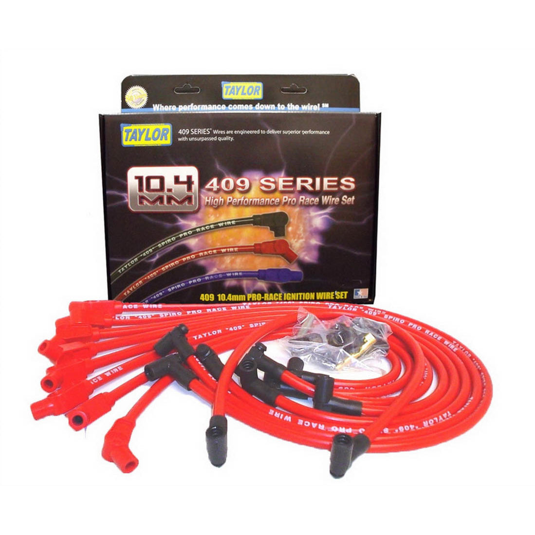 Taylor 409 Pro Race Spiral Core 10.4 mm Spark Plug Wire Set - Red